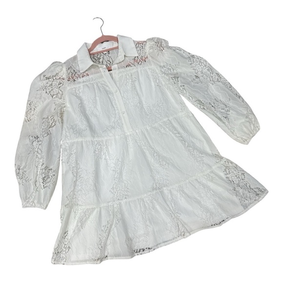 Aeom Womens A Line Dress White Short Lace Collar Boho style size S - Picture 12 of 14